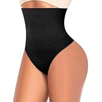 Tummy Control Shapewear Thong for Women High Waisted Slimming Underwear Seamless Body Shaper Panties Girdle (C# Black-3,L)