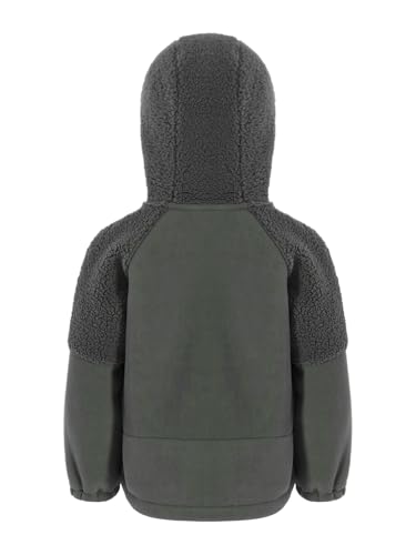 YiZYiF Kids Boys Thick Fleece Hooded Sweatshirt Solid Color Long Sleeve Zip Up Drawstring Hem Hoodies Coat Outerwear2