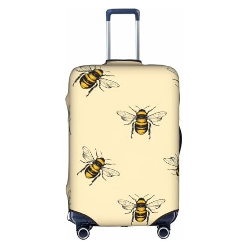 Honey Bee Print Travel Elastic Suitcase Luggage Baggage Cover Protector, Washable And Anti-Scratch