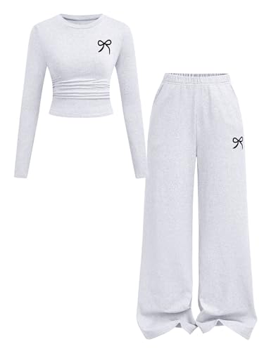 Afsmlys Tween Girls Clothes Trendy 2 Piece Outfit Long Sleeve Shirt Top + Wide Leg Pants Casual...