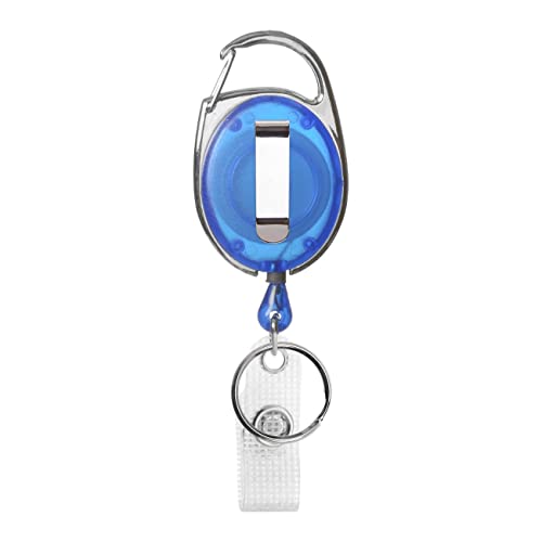 Karteo Porte-badge enrouleur bleu avec mousqueton, clip et anneau porte-clé, Pour porte-carte, porte-badge, clés, Mousqueton porte-clé avec clip de ceinture Cover