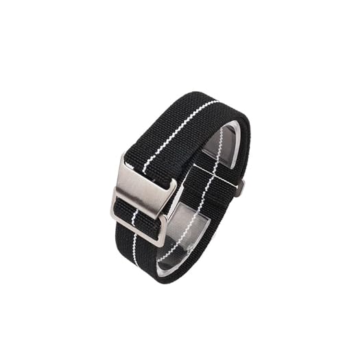 Bracelet de montre élastique troupes françaises 20mm noir blanc avec boucle noire