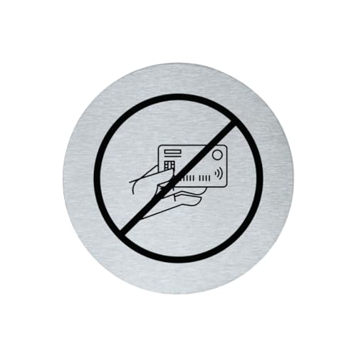 stahl-design-tebart - steel design tebart stahl-design-tebart panneau d'information pictogramme rond 7,5 cm acier inoxydable autocollant 3M surface adhésive gravée aspect noble signalisation élégante durable AUCUN PAIEMEN