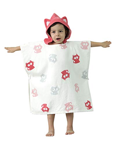 Doladola Toalla de playa para baño/piscina/playa con capucha para niños, toalla de playa de algodón con dibujos animados, para niños y niñas, 2 a 4 años (gato) Cover
