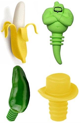 Set of 4 Silicone Bottle Stoppers – Champagne and Beverage Bottle Stoppers-Superior Build, Universal Fit-Easy to Use-BPA Free