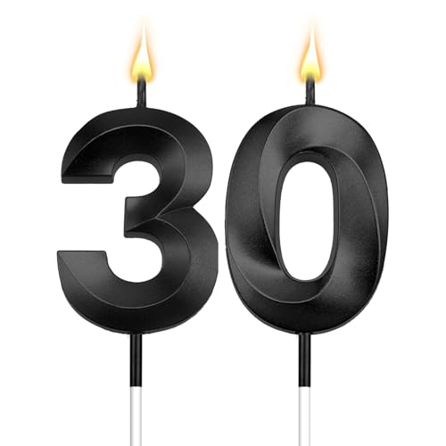 Black Birthday Candles for Cake 30 Candle 30 Birthday Candle 30 Candles for Birthday Cakes 30th Birthday Cake Topper Black Candles Dirty 30 Decorations for Her