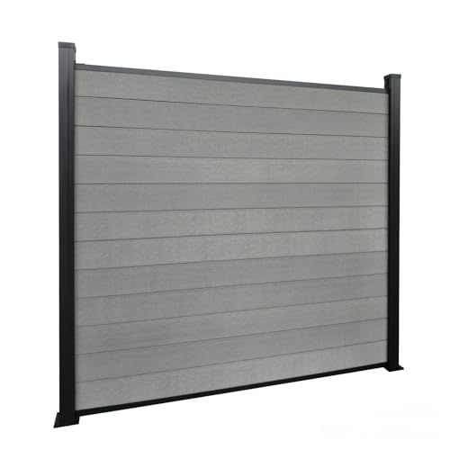 KARAT Clôture de Jardin en WPC résistant aux UV Gel Pluie Neige - Brise-Vue avec poteaux en Aluminium - Kit Complet Montage Facile - Enclos Jardin Terrasse...