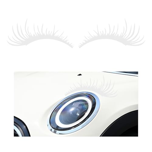 Image of KVAEY 2 PCS Car Headlight Eyelash Stickers, Cute Fake Eyelashes Decal for Bumper Auto Body Window, Waterproof Reflective PET Charming Eyelash Sticker Funny Decor for Car SUV Truck (White)