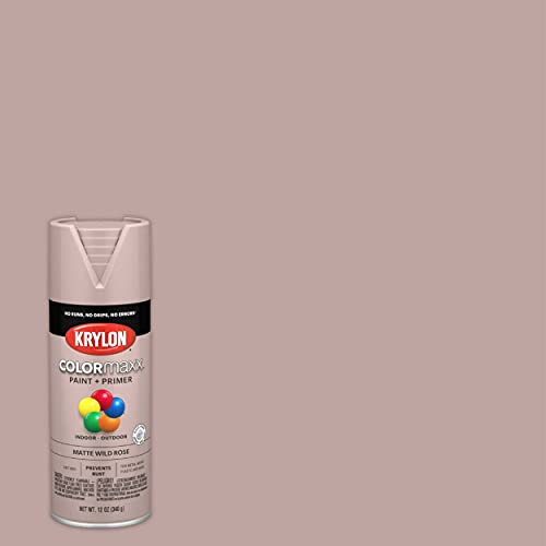 Image of Krylon K05601007 COLORmaxx Spray Paint and Primer for Indoor /Outdoor Use, Matte Wild Rose