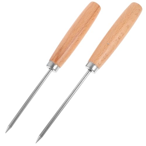 CONGARTENO Ice Crusher for Bar 2pcs Wood Handle Ice Pick Easy Deicing Random Style