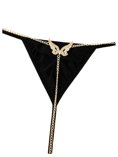 Image of RoseSeek Women's Sparkling Butterfly Chain Underwear Low Rise Cheeky G String Panty