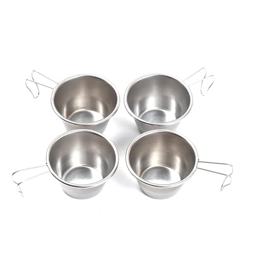 Natudeco 4 pcs Sierra Cup Coffee Tea Cups Camp Mug Stainless Steel Camping Hiking Climbing with Folding Handle for Travel Outdoor Home Shop (30ML)