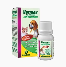 Anti-Helmíntico Vermex Cães e Gatos Filhotes, Sabor morango 20ml ...