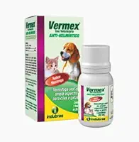 Anti-Helmíntico Vermex Cães e Gatos Filhotes, Sabor morango 20ml - com seringa dosadora