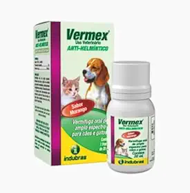 Anti-Helmíntico Vermex Cães e Gatos Filhotes, Sabor morango 20ml - com seringa dosadora