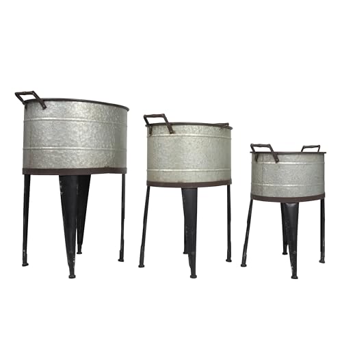 Creative-Co-Op-Silver-Metal-BucketsPlanters-Set-of-3-Sizes Creative Co Op Silver Metal BucketsPlanters Set of 3 Sizes