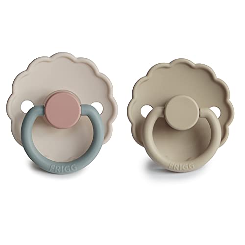 Image of FRIGG Daisy SilkySoft Silicone Baby Pacifier | Made in Denmark | BPA-Free (Cotton Candy /Sandstone, 0-6 Months)