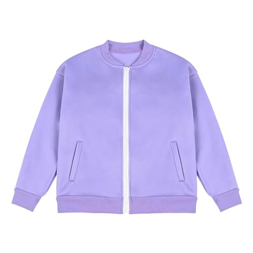 DDAPJ pyju Girls Bomber Jackets Full Zipper Fleece Sweatshirts Fall Winter Fashion Long Sleeve Casual Coat with Pockets4
