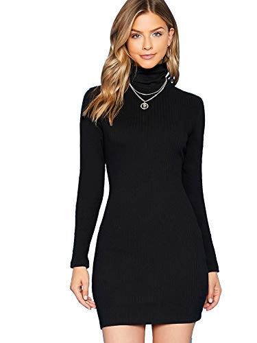 black turtleneck bodycon dress