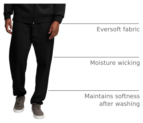 Image of Fruit of the Loom Eversoft Fleece Elastic Bottom Sweatpants with Pockets, Relaxed Fit, Moisture Wicking, Breathable