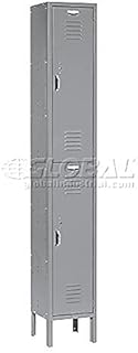 Double Tier Locker, 12x12x36, 2 Door, Unassembled, Gray