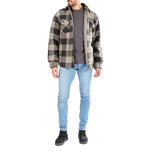 Image of Smith's Workwear Men's Sherpa-lined Plaid Fleece Shirt Jacket