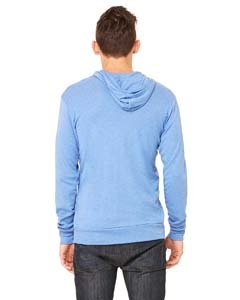 Bella + Canvas Unisex Triblend Full-Zip Lightweight Hoodie - BLUE TRIBLEND - XS - (Style # 3939 - Original Label)2
