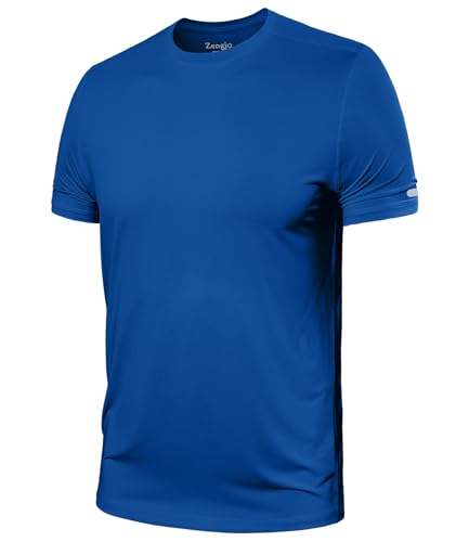 Gym Shirts for Men Workout Quick Dry Athletic-Fit(Blue,XL)