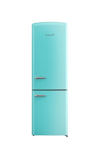 RR2 12 cu. ft. Retro Refrigerator Full Size Fridge with Bottom Freezer, Frost Free, LED Light, Multiflow 360°, Small Mini Ice Cube Tray, 1 Fruit slot, Dorm Office Beverage RV Quiet Compressor (Green)