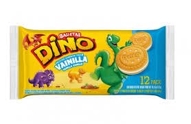 Dino Galletas Vanilla Sandwich Cookies, Dominican Biscuits, 12 Pack (Strawberry)