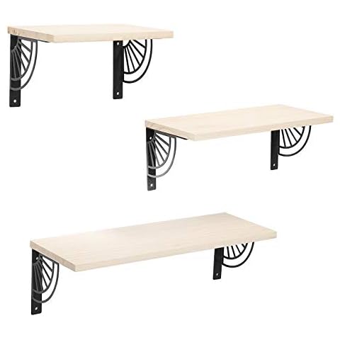 Hoofaway Set of 3 Wall Shelves, Floating Shelves, Hanging Shelves, Decorative Shelves, Sturdy Hanging Shelves, Wall Boards for Living Room, Bedroom, Kitchen and Hallway, Black Fan Cover