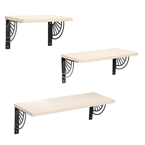 Hoofaway 3er Set Wandregal Schweberegal Hängeregal Dekorative Regale , stabile Hängeregale, Wandboards für Wohnzimmer, Schlafzimmer, Küche und Flur Schwarzer Lüfter Cover