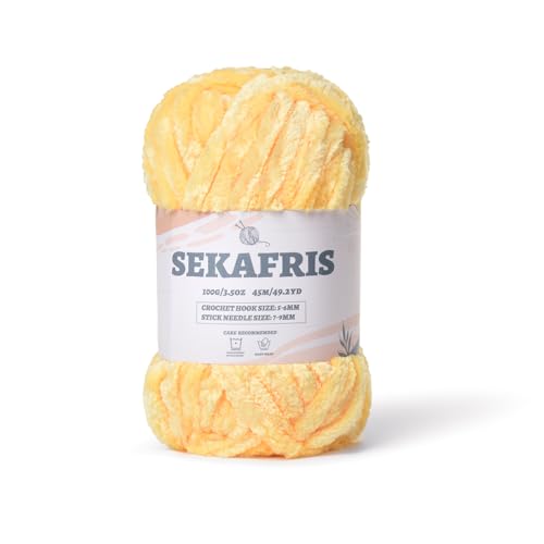 Sekafris Chenille Velvet Soft Yarn Light Yellow 1 Pack