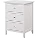 MAKLAINE Transitional Engineered Wood 3 Drawer Nightstand in White