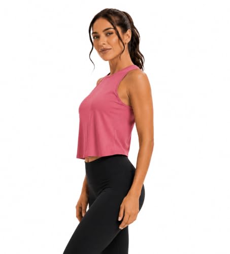 Image of Workout Tops for Women Cropped Open Back Sleeveless Tank Tops Athletic Gym Yoga Shirts Loose Fit