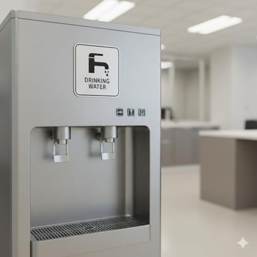 Image of Premium Brushed Silver DRINKING WATER Acrylic Sign Board Self adhesive Sign 6x6 inch for Mall Business Stores Cafe Shop corporate Hospital Hotel School Office