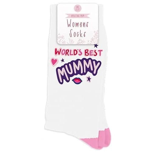 LND Gifts Worlds Best Mummy Socks - Warm, One Size Ladies Novelty Socks - Perfect Mother's Day Gifts Pink Socks For Mum - No 1 Mummy Design, Stocking Filler Gifts For Mums