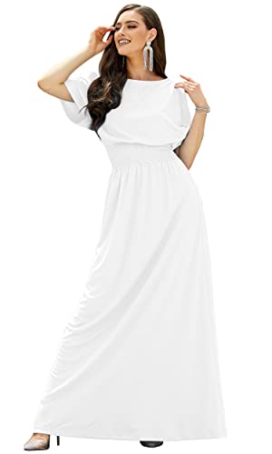 Image of KOH KOH Womens Split Sleeves Smocked Elegant Cocktail Long Maxi Dress