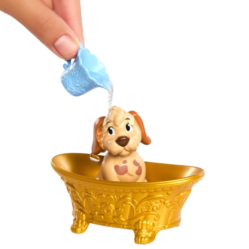 Mattel Disney Princess Belle Fashion Doll & Dog Figure with Color Change Spots, Bathtub, Brush & Hair Accessories, Inspired by Beauty & The Beast - image 4