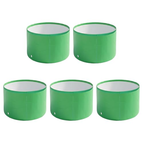 Image of garbnoire Premium HDPE UV Protected Grow Bag 6x6 Inch 260 GSM Heavy Duty Round Green Grow Bags for Home Balcony and Terrace Gardening Durable Bag for Flower Plants Vegetable Gardening (Pack of 5)