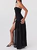 NUFIWI Women Y2k Tube Top Maxi Dress Strapless Mesh Patchwork Bodycon Long Dress High Slit Flowy Evening Party Dresses (Backless Black,M) #5