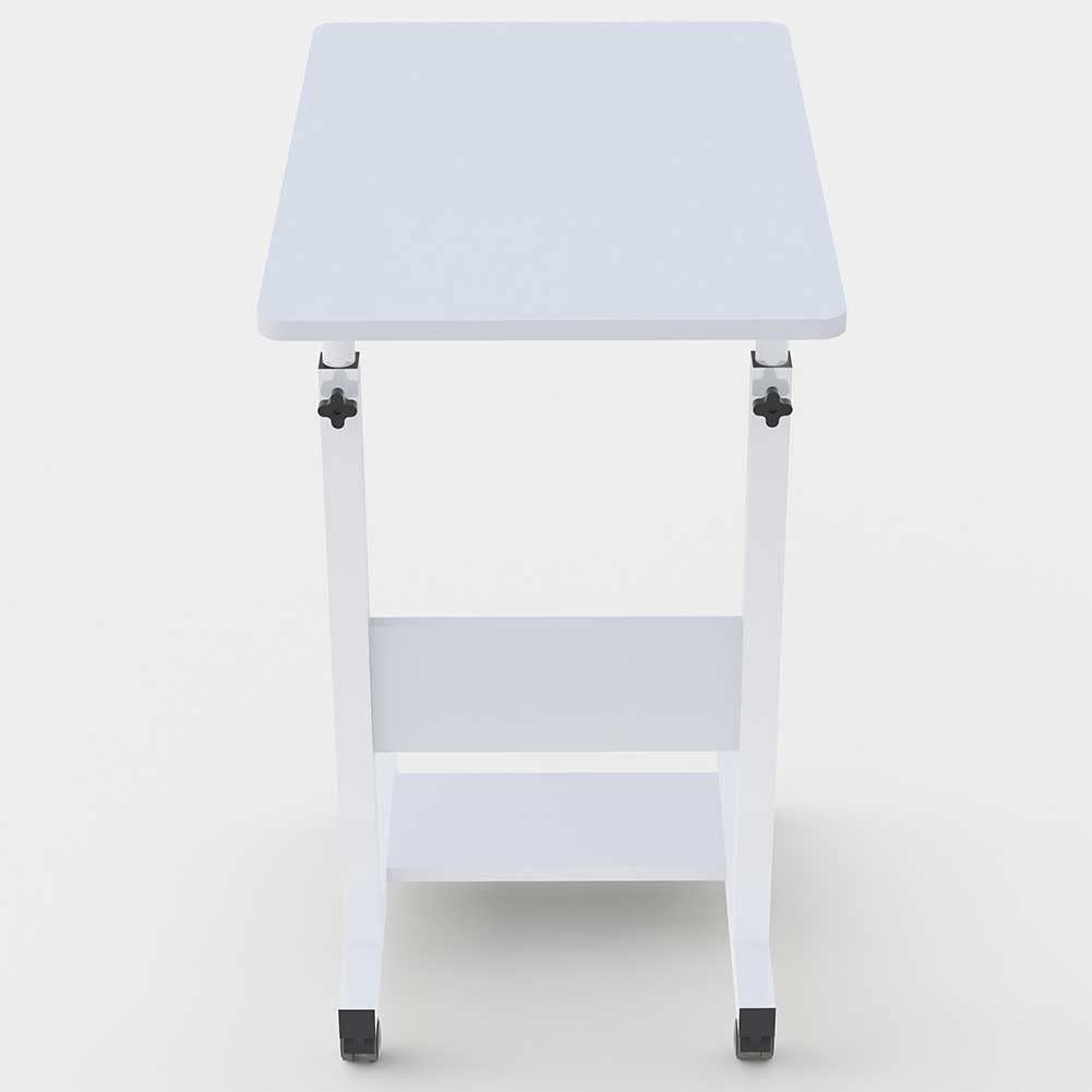 BAKAJI Bureau Table de Travail Porte Pc Ordinateur Hauteur Table Réglable Lit Lit Canapé avec Plan et Tablette en Bois MDF Structure Métal Design Moderne 60 x 40 x 86 cm (Blanc)