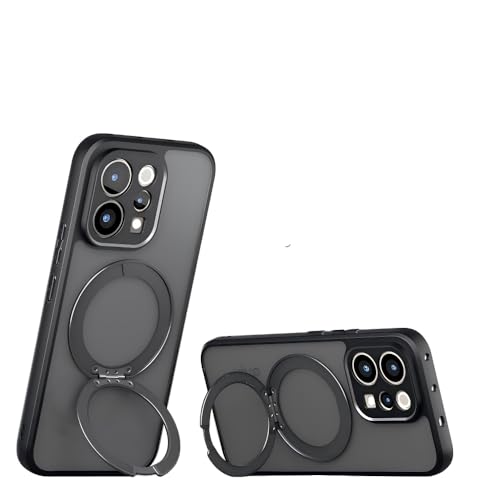 Image of Compatible with Realme 15 5G Case Cover,Compatible with Realme 15 Pro 5G RMX5101 Built-in 360Rotating Magnetic Mount Matte Translucent Phone Protective Case Black