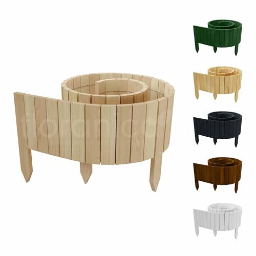 Floranica Rollborder II Clôture Flexible en Bois de pin 200 x 40 cm Non-traité (raccourcissable) Palissade de Parterre Non imprégnée Bordure Jardin...