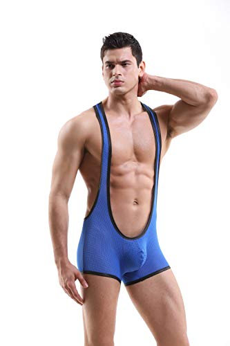 4Ufit Men's Mesh Bodysuit Wrestling Jockstrap Singlet Boxer Underwear #TOP2