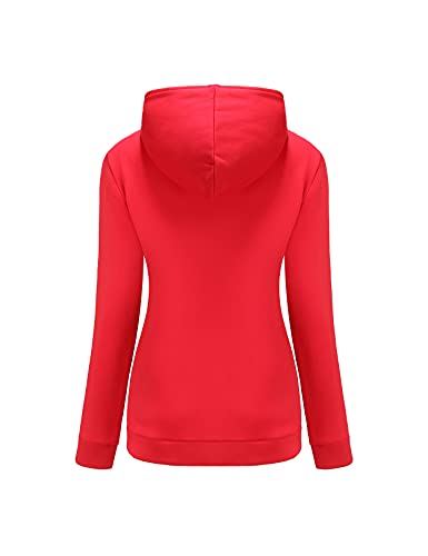 Women Zip Up Hoodie Sweatshirt Long Sleeve Fleece Hooded Jacket Coat Red Xxl #TOP3