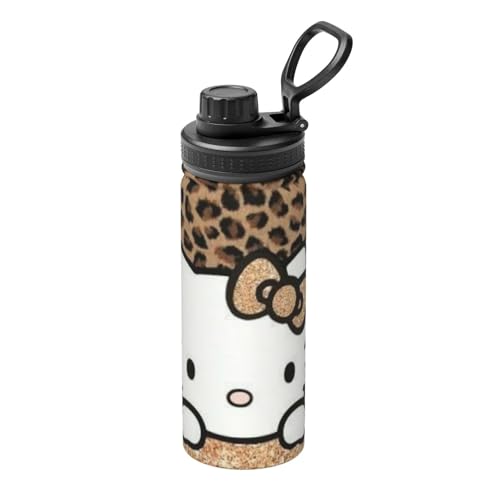 ハローキティ 豹柄 ヒョウ柄 水筒 真空断熱 保温 保冷 スポーツボトル 人気 ステンレスボトル スポーツ飲料対応 漏れない 直飲み530ml 男の子 女の子 おしゃれ 大人 子供 グッズ キャラクター