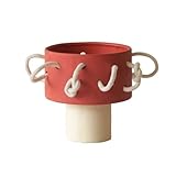 Florero Jarrón de cerámica Boca Ancha con decoración Cuerda, Recipiente hidropónico for Flores Frescas, arreglo Floral Floreros para centros de Mesa(Red)