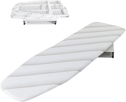 uyoyous Ausziehbarer Bügeltisch 180 ° drehbare Schublade Schiebebügeltisch faltbar eingebauter Bügeltisch mit hitzebeständiger Abdeckung für Schrank Wohnzimmer Waschküche 95,6 x 30 cm