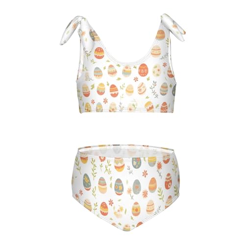 KLL Easter Eggs Pattern Holidays Girl 2 Piece Bikini Sets Beach Swimsuit Swimwear Cute Shoulder Strap